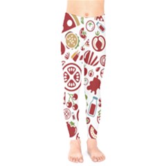 Pizza Seamless Pattern Background Kids  Leggings by Jancukart