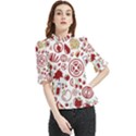 Pizza Seamless Pattern Background Frill Neck Blouse View1
