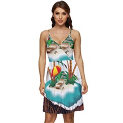 Coconut And Holiday Beach Food V-neck Pocket Summer Dress  by Jancukart