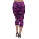 Pink And Black Logo Illustration Lightweight Velour Capri Leggings  View2