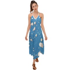 Ice Cream Bubbles Texture Halter Tie Back Dress  by dflcprintsclothing