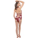 Snowflakes And Star Patterns Red Frost Halter Front Plunge Swimsuit View2