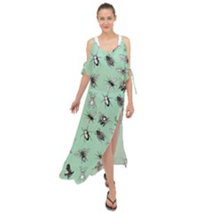 Insects Pattern Maxi Chiffon Cover Up Dress by Valentinaart