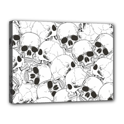Skull Pattern Canvas 16  X 12  (stretched) by Valentinaart