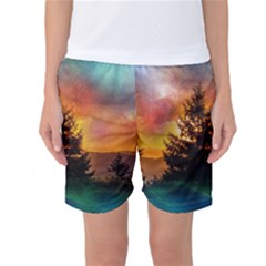Tree Nature Landscape Fantasy Magical Cosmic Women s Basketball Shorts by danenraven