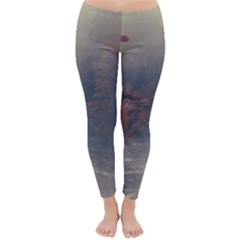 Morning River Forest Autumn Misty Morning Stream Classic Winter Leggings by danenraven