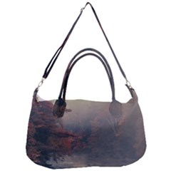 Morning River Forest Autumn Misty Morning Stream Removal Strap Handbag by danenraven