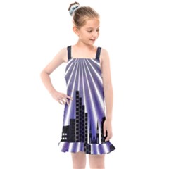 Superhero City Background Kids  Overall Dress by artworkshop