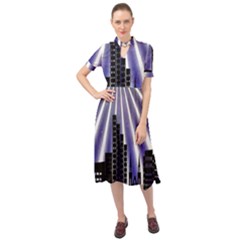 Superhero City Background Keyhole Neckline Chiffon Dress by artworkshop