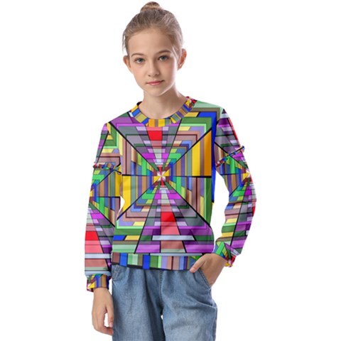 Art Background Abstract Kids  Long Sleeve Tee With Frill  by artworkshop