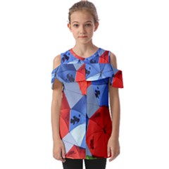 Letters Pattern Folding Umbrellas 2 Fold Over Open Sleeve Top by artworkshop