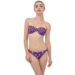 Background Halloween Pattern Pumpkin Skeleton Bat Classic Bandeau Bikini Set by Ravend