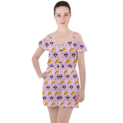 Skullsun Ruffle Cut Out Chiffon Playsuit by Sparkle
