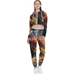Flame Deep Sea Underwater Creature Wild Cropped Zip Up Lounge Set by Pakemis