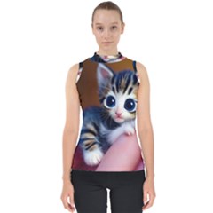 Cute Kitten Kitten Animal Wildlife 3d Mock Neck Shell Top by Pakemis
