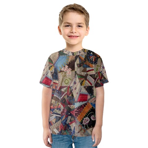 Background Embroidery Pattern Stitches Abstract Kids  Sport Mesh Tee by Pakemis