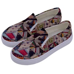Background Embroidery Pattern Stitches Abstract Kids  Canvas Slip Ons by Pakemis