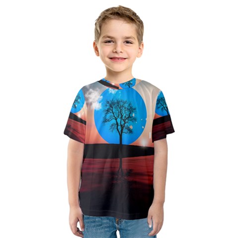 Surreal Fantasy Abstract Art Creativity Horizon Kids  Sport Mesh Tee by Pakemis