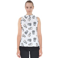 Cute Seamless Pattern With Koala Panda Bear Mock Neck Shell Top by Pakemis