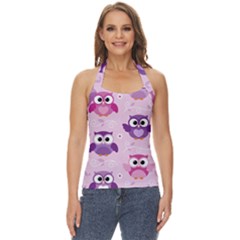 Seamless Cute Colourfull Owl Kids Pattern Basic Halter Top by Pakemis