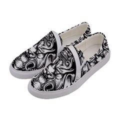 Tiger Illustration Vintage Border Frame Engraving With Retro Ornament Pattern Antique Rococo Style D Women s Canvas Slip Ons by Pakemis