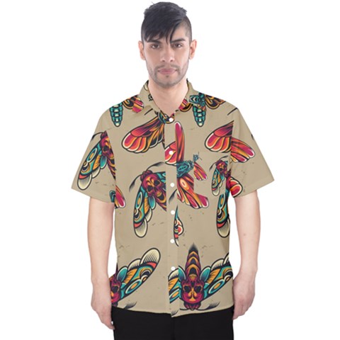 Tattoos Colorful Seamless Pattern Men s Hawaii Shirt by Pakemis