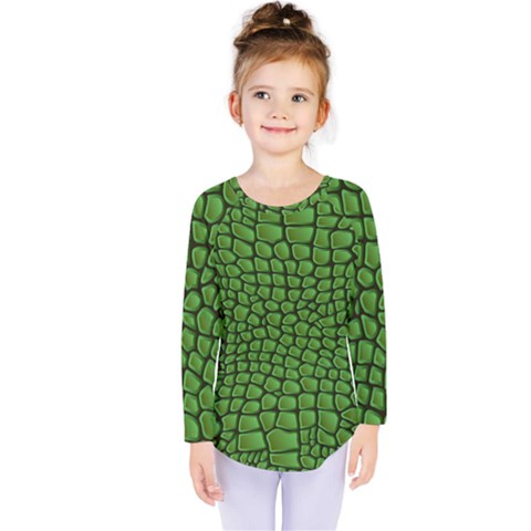 Seamless Pattern Crocodile Leather Kids  Long Sleeve Tee by Pakemis