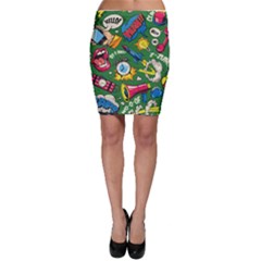 Pop Art Colorful Seamless Pattern Bodycon Skirt by Pakemis