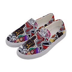 Vintage College Colorful Seamless Pattern Women s Canvas Slip Ons by Pakemis