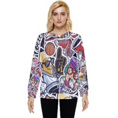 Vintage College Colorful Seamless Pattern Hidden Pocket Sweatshirt by Pakemis