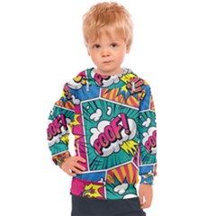 Comic Colorful Seamless Pattern Kids  Hooded Pullover by Pakemis