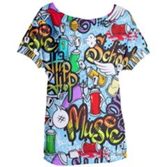 Graffiti Characters Seamless Patterns Women s Oversized Tee by Pakemis