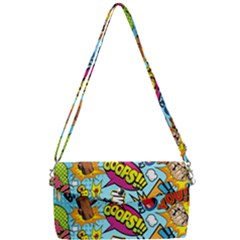 Comic Elements Colorful Seamless Pattern Removable Strap Clutch Bag by Pakemis
