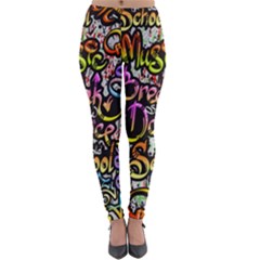 Graffiti Word Seamless Pattern Lightweight Velour Leggings by Pakemis
