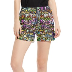 Graffiti Word Seamless Pattern Women s Runner Shorts by Pakemis