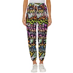 Graffiti Word Seamless Pattern Cropped Drawstring Pants by Pakemis