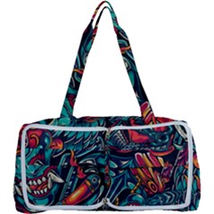 Vintage Tattoos Colorful Seamless Pattern Multi Function Bag by Pakemis