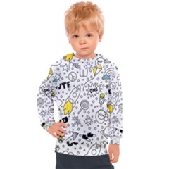 Set Cute Colorful Doodle Hand Drawing Kids  Hooded Pullover by Pakemis