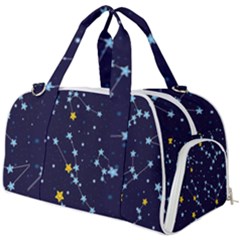 Seamless Pattern With Cartoon Zodiac Constellations Starry Sky Burner Gym Duffel Bag by Pakemis