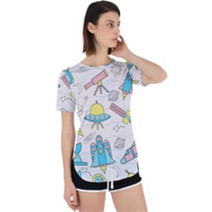 Cute-seamless-pattern-with-space Perpetual Short Sleeve T-shirt by Pakemis
