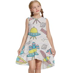 Cute-seamless-pattern-with-space Kids  Frill Swing Dress by Pakemis