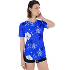 Blooming-seamless-pattern-blue-colors Perpetual Short Sleeve T-shirt by Pakemis