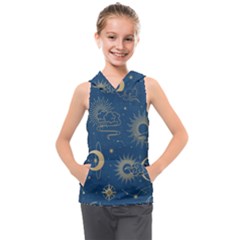 Seamless-galaxy-pattern Kids  Sleeveless Hoodie by Pakemis