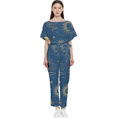 Seamless-galaxy-pattern Batwing Lightweight Chiffon Jumpsuit by Pakemis