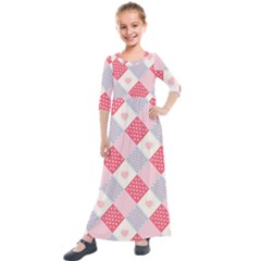 Cute-kawaii-patches-seamless-pattern Kids  Quarter Sleeve Maxi Dress by Pakemis