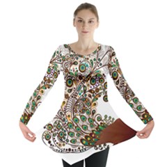 Peacock Graceful Bird Animal Long Sleeve Tunic  by artworkshop