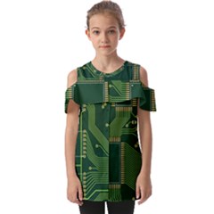 Technology Board Trace Digital Fold Over Open Sleeve Top by artworkshop