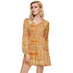 Orange Tiered Long Sleeve Mini Dress by Nehamohan