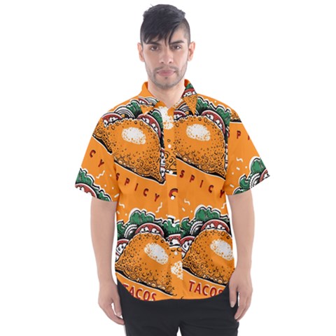 Seamless Pattern With Taco Men s Short Sleeve Shirt by Pakemis