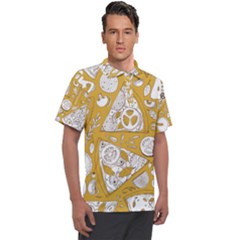 Vector-seamless-pizza-slice-pattern-hand-drawn-pizza-illustration-great-pizzeria-menu-background - Men s Polo Tee by Pakemis